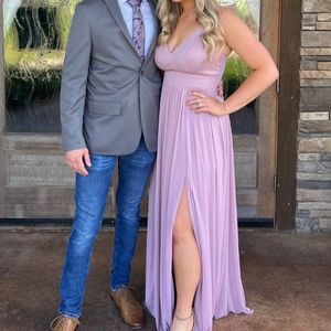 Dusty mauve dress with slit